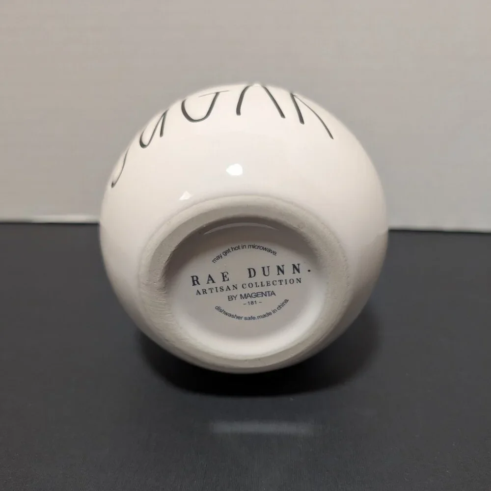 Rae Dunn Sugar Glossy White‎ Ceramic Round Jar Ivory Canister Farmhouse Kitchen